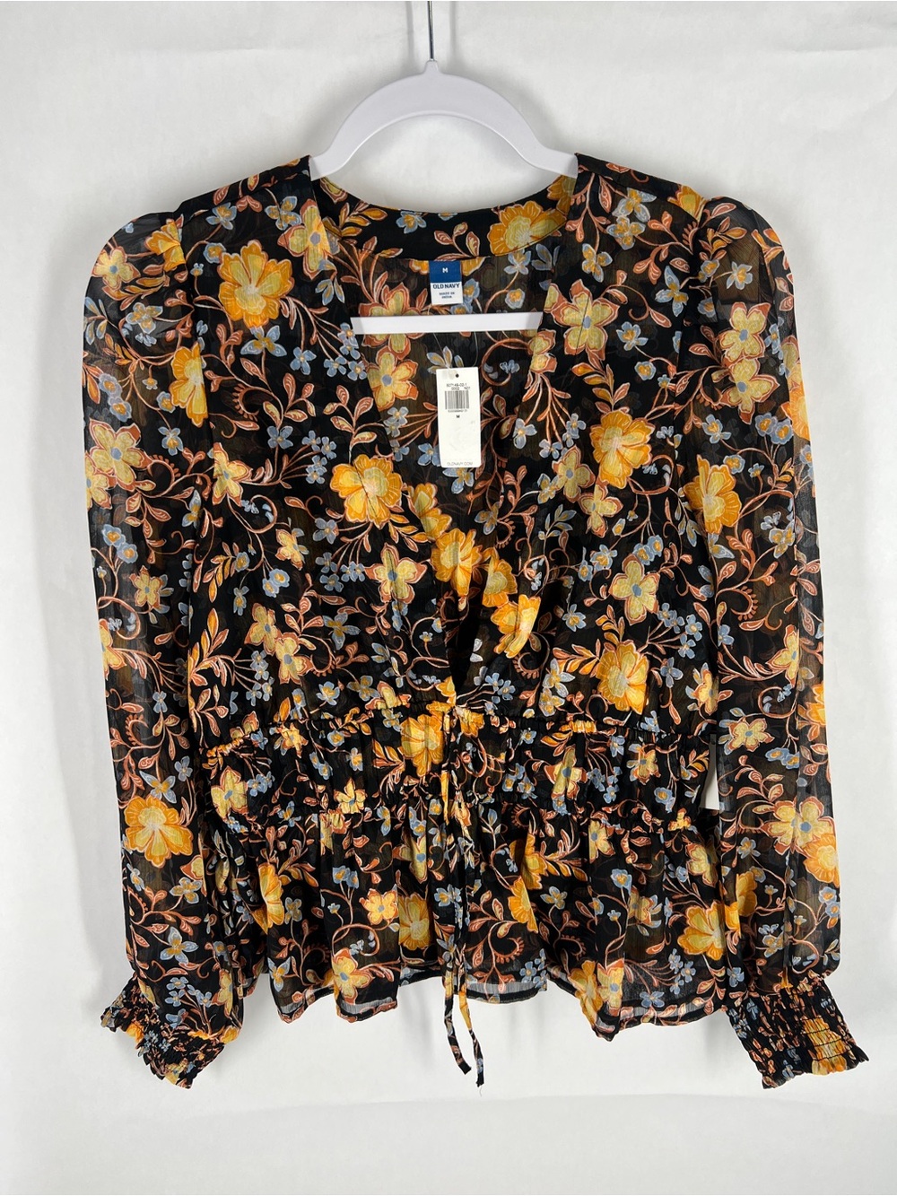 Old Navy Floral Chiffon Peplum‎ Blouse Size M NWT